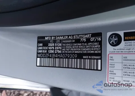 2017 Mercedes-Benz E 300 из США, поврежденный, VIN WDDZF4JB4HA079309